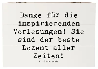Produktbild von Mr. & Mrs. Panda Geschenkbox Spruch Bester Dozent 22 x 15 cm - Weiß - Geschenk, Dankeschön, Danke, Wertschätzung, Aufmerksamkeit, Erinnerungsbox, sagen, Box, Bedanken