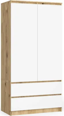 Produktbild von Kleiderschrank mit Schubladen, 90 cm, LOTA – Artisan Eiche / weiß