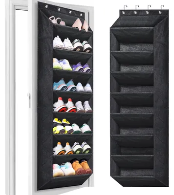 Schuh-Organizer 8 Ablagen, über Tür, 24 Paar, Schwarz