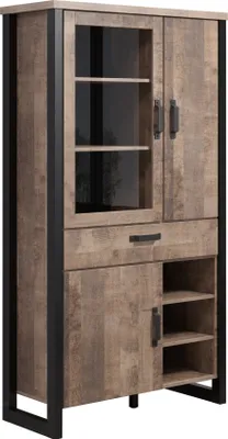 Produktbild von trendteam Emile Stauraumvitrine Tabak Eiche Nachbildung/Schwarz, B/H/T ca. 106/195/45 cm
