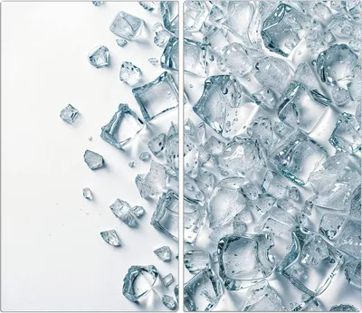Produktbild von Spritzschutz Herdabdeckplatte Schneidebrett aus Glas Eiswürfel Haufen 2-Teilig (60x52cm)