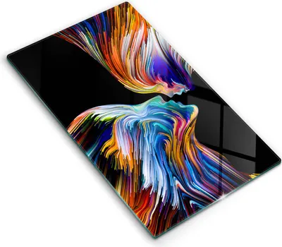 Produktbild von Glasschneideplatte - Herdabdeckplatte - 30x52 cm - Schneidebrett - Spritzschutz - Abstraktionskuss