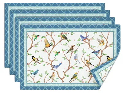 Platzset-Set 4er, 30x45 cm, Leinen, Frühlingsblumen, waschbar