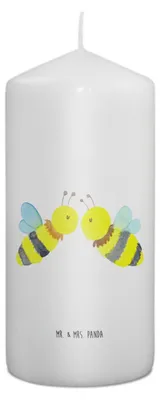 Produktbild von Mr. & Mrs. Panda Kerze Biene Liebe 15 x 7 cm - Weiß - Geschenk, Erinnerungskerze, Stumpenkerze, Erinnerungslicht, Bedruckte, Wachskerze