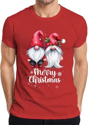 Produktbild von Merry Christmas Gnome Elfen Wichtel Pärchen - Weihnachten Weihnachtsgeschenk Christmas Herren T-Shirt, Rot, S