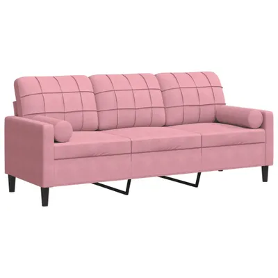 Image de Canapé 3 places avec oreillers décoratifs rose 180 cm velours