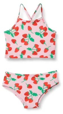 Produktbild von A. Essentials Mädchen Tankini-Set, Rosa und Rote Erdbeeren, 8 Jahre