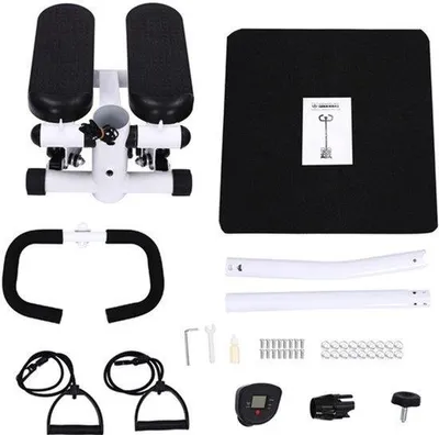 Obrázek produktu pro Fitness stepper s řídítky a odporovou gumou - Kompaktní mini stepper pro domácí použití