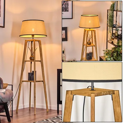 Produktbild von Tamarispa Stehlampe aus Holz/Papiergeflecht in Natur/Beige/Schwarz