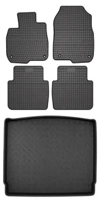 Imagen del producto de Alfombrillas de goma + bandeja de maletero para Honda CR-V V 2018-2023 – juego de 5 piezas, negras, a medida – Wielganizator SolidPRO
