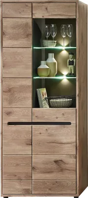 Produktbild von Stauraumvitrine >Bellano< in Viking Oak Nachbildung - 80x202x38 (BxHxT)