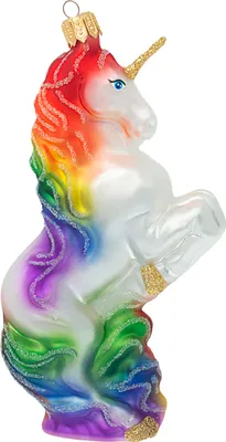 Produktbild von Christbaumschmuck Glas Einhorn 12cm weiß / bunt
