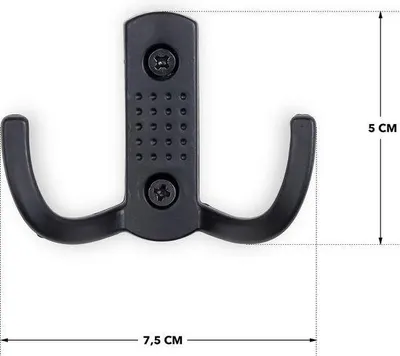 Produktbild von Universal Wandhaken Metall Kleiderhaken Schwarz 7,5 x 3 x 5 cm