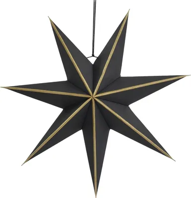 Produktbild von MICA Deko Stern Papier18x60 cm Schwarz – Hängender Weihnachtsstern mit 7 Zacken, große elegante Weihnachtsdeko, faltbar, nachhaltig, modern, für Fenster, Wohnzimmer & Büro