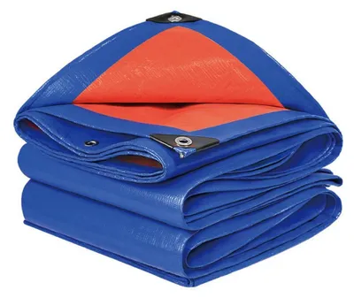 Zdjęcie produktu dla Plancha ochronna, 160 g/m², 3x5 m, niebiesko-pomarańczowa, odporna na promieniowanie UV, odporna na warunki atmosferyczne, odporna na rozdarcia