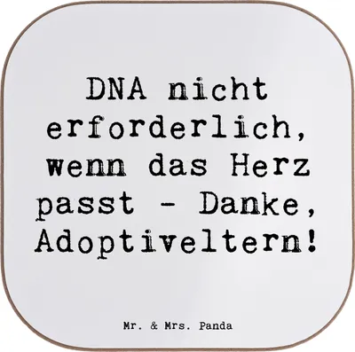 Produktbild von Mr. & Mrs. Panda untersetzer bedruckt Liebe Adoptiveltern - Weiß - Geschenk, Dankeschön, Familienpflege, Geschenke, Familie, Bierdeckel Personalisiert, Personalisierter