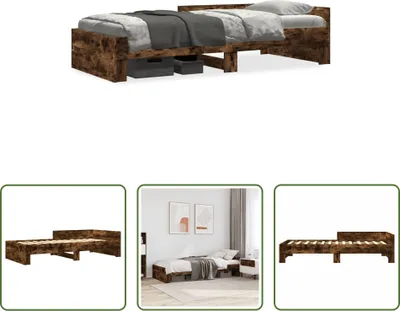 Produktbild von The Living Store Bettgestell Räuchereiche 90x200 cm Holzwerkstoff