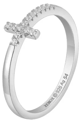 Produktbild von Xenox Ring Damen Funkelndes Kreuz mit Zirkonia Silber XS10043 Gr. 54