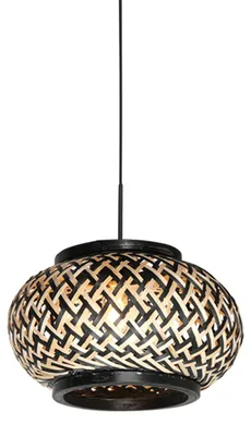 Image de Suspension - naturel noir - HaloSwap - bambou métal - Ø 23cm - E27 - 4538ZW - Steinhauer