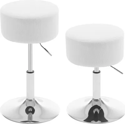 Produktbild von WOLTU 2 x Barhocker rund, höhenverstellbar drehbar, gepolstert, weiß
