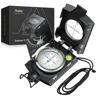 Produktbild von Marschkompass Militärkompass Peilkompass - Mit Klinometer - IP65 wasserdicht - Schwarz - Für Outdoor und Camping