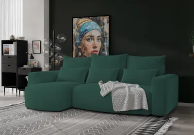 Produktbild von 4ALLHOME Ecksofa mit Schlaffunktion Travis, Couch, Sofa mit Bettkasten, Eckcouch, L-Form, Schlaffsofa, Universal, Boucle Centaur 12 Ocean