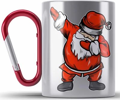 Produktbild von Trendation - Weihnachten Edelstahl Tasse Karabiner Weihnachtsmann für Kinder WeihnachtsEdelstahl Tasse Karabiner Lustig Geschenk Jungs Jungen Mädchen Cute Lebkuchen Grafik Becher Dab (Rot)