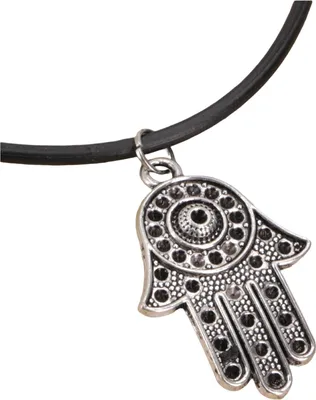 Produktbild von Ethnokette, Modeschmuck Kette - Hamsahand, Silber-Farben, Messing, 3*2 cm, Ketten & Modeschmuck für den Hals