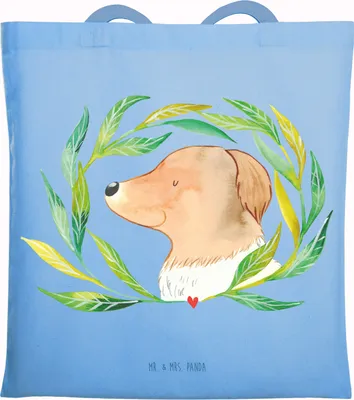 Produktbild von Mr. & Mrs. Panda Tote Bag Hund Blumen - Sky Blue - Geschenk, festivaltasche, Schultasche, Sprüche, Hundemama, Tasche, Hunde, canvas, Ranke, baumwoll shopper, Niedlich