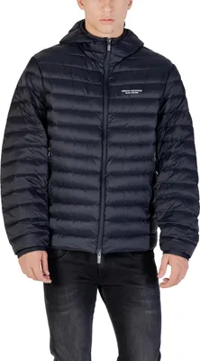 Produktbild von Armani Exchange Herrenjacke - Blau mit Druckmuster, Kapuze & Reißverschluss für Herbst/Winter : Größe - XL Größe: XL