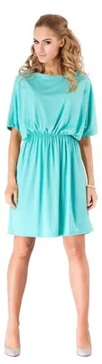 Produktbild von Kleid Minikleid, 3/4 Arm mit Gummizug an der Taille ; Mintgrün XL/XXL 42/44