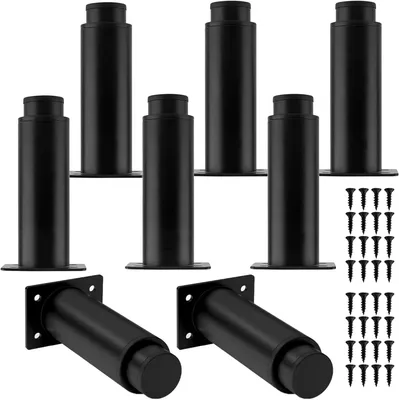 Produktbild von 8 Stück Verstellbare Möbelfüße Metall, 12-18cm Schwarz Möbelbeine Sofa Füße mit 32 Schrauben, Schrankfüße Höhenverstellbare Füße für Möbel Stühle Schrank