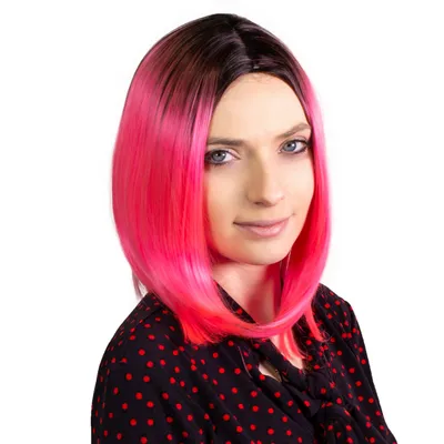 Obrázek produktu pro hair2heart Paruka Dlouhý Bob Syntetické vlasy Dámská paruka - růžová 35cm 140g