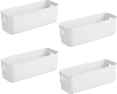 Immagine prodotto di Set di contenitori in plastica, 4 pezzi, bianco, 28x9x10 cm