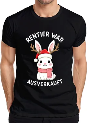 Produktbild von Rentier war t süßer Hase Geweih Weihnachten Geschenk Herren T-Shirt, Schwarz, XL