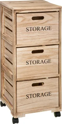 Zdjęcie produktu dla 5five Simply Smart szafka na kółkach z 3 szufladami Cagette, drewno paulownia, beżowy, 82,2 cm, 160459