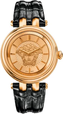 Produktbild von Versace VQE030015 Khai roségold schwarz Leder Armband Uhr Damen NEU