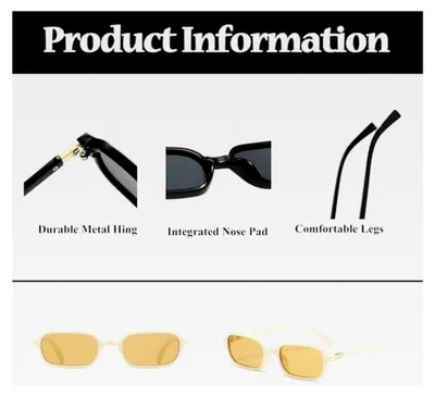 Produktbild von Vintage Rechteckige Sonnenbrille für Damen und Herren im 90er Jahre Stil