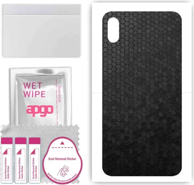 Produktbild von apgo Rückseite Schutzfolie, Skin, kompatibel mit Apple iPhone XS Max, Hinten Displayschutzfolie aus Vinylfolie, kratzfest, einfache Montage - Schwarze Honigwabe