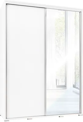 Obrázek produktu pro Vysoká šatní skříň 155 cm se zrcadlem DANUBE 2 - bílá