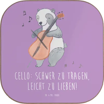 Produktbild von Mr. & Mrs. Panda Untersetzer für Gläser Cello Liebe - Lavendeltraum - Geschenk, gläseruntersetzer, Orchester, Musik, Streichinstrument, Holzuntersetzer, Tischuntersetzer
