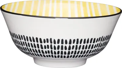Produktbild von Kitchencraft Schalen mit Fuß und Streifenmuster, 15,5 cm (6 ") (Set of 4), Keramik, Mehrfarbig, 15,5 x 15,5 x 7,5 cm (5,5 x 15,5 x 7,5 cm)