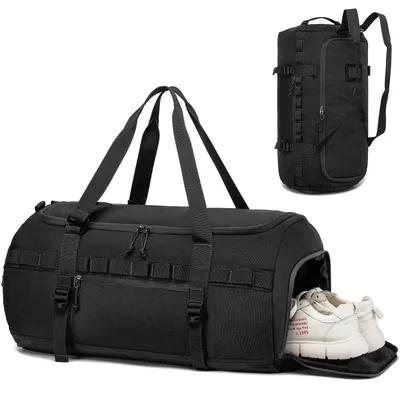 Immagine prodotto di Borsa sportiva da 60 litri, nera, con scomparto per scarpe, ideale per l'attività fisica