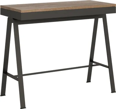 Produktbild von ITAMOBY - Ausziehbarer Konsolentisch 90x40/300 cm Banco Evolution Eiche Natur mit Eisenrahmen aus Anthrazit