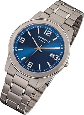 Produktbild von Regent Herren Titanarmband Uhr grau silber F-840 Quarzuhr URF840