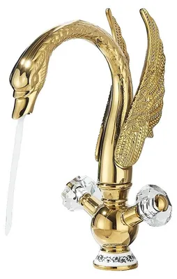 Produktbild von Waschbeckenarmatur, Doppelgriff, modernes Design, Gold
