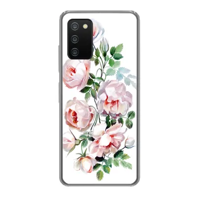 Produktbild von MuchoWow® Handyhülle Schutzhülle Hülle für Samsung Galaxy A03s Aquarell - Rosen - Blumen Silikon Softcase Handy Hülle - Schutz