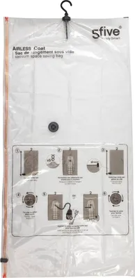 A clear plastic vacuum storage bag with instructions printed on it.