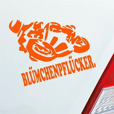 Produktbild von Auto Aufkleber Motorrad Blümchenpflücker Moped Bike Mopped JDM 10x11 cm Orange Sticker Heckscheibenaufkleber