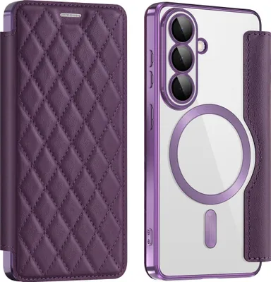 Obrázek produktu pro Pouzdro na mobilní telefon MagSafe pro Samsung Galaxy S26 5G RFID ochrana kosočtvercová textura fialová